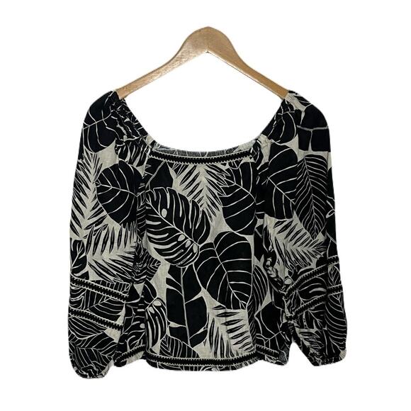 Cynthia Rowley 100% Linen European Flax Botanical Lace Trim Blouse Womens Medium - Picture 3 of 8